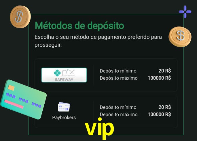 O cassino vip oferece uma grande variedade de métodos de pagamento